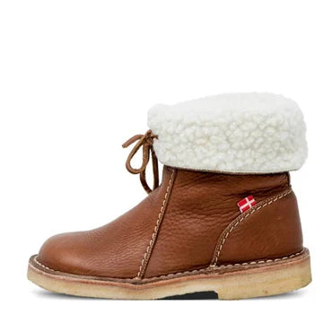 Damen - Faltbare Manschette Stiefelette - Leder - Mit Shearling gefüttert - Bequeme Winterstiefel