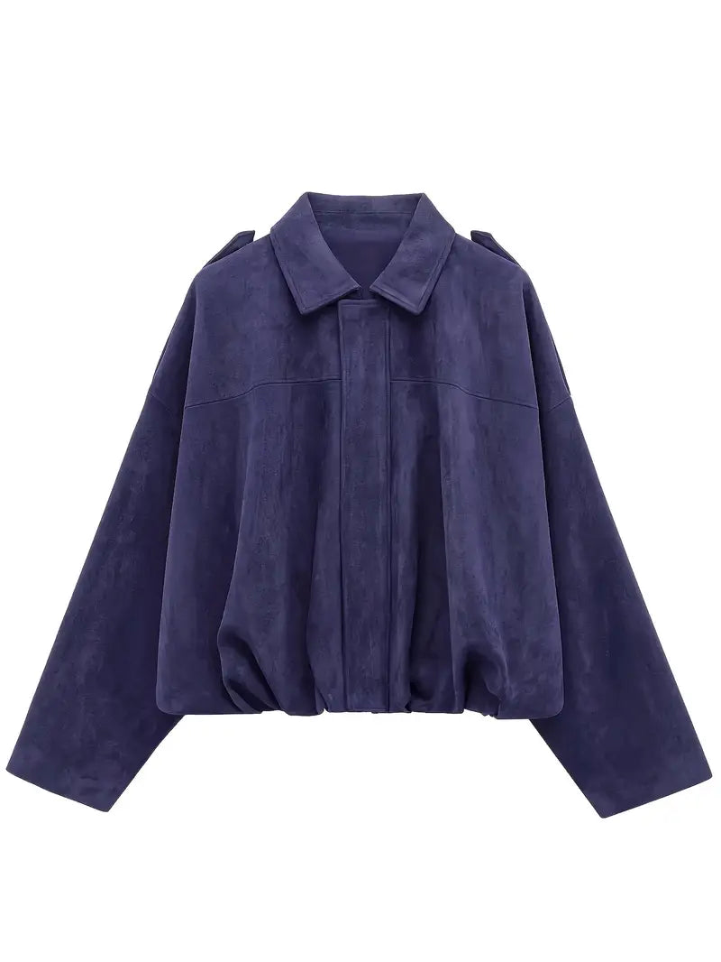 Damen - Kurze Jacke - Übergröße - Wildlederimitat - Stilvolle und Bequeme Mode für Jeden Tag