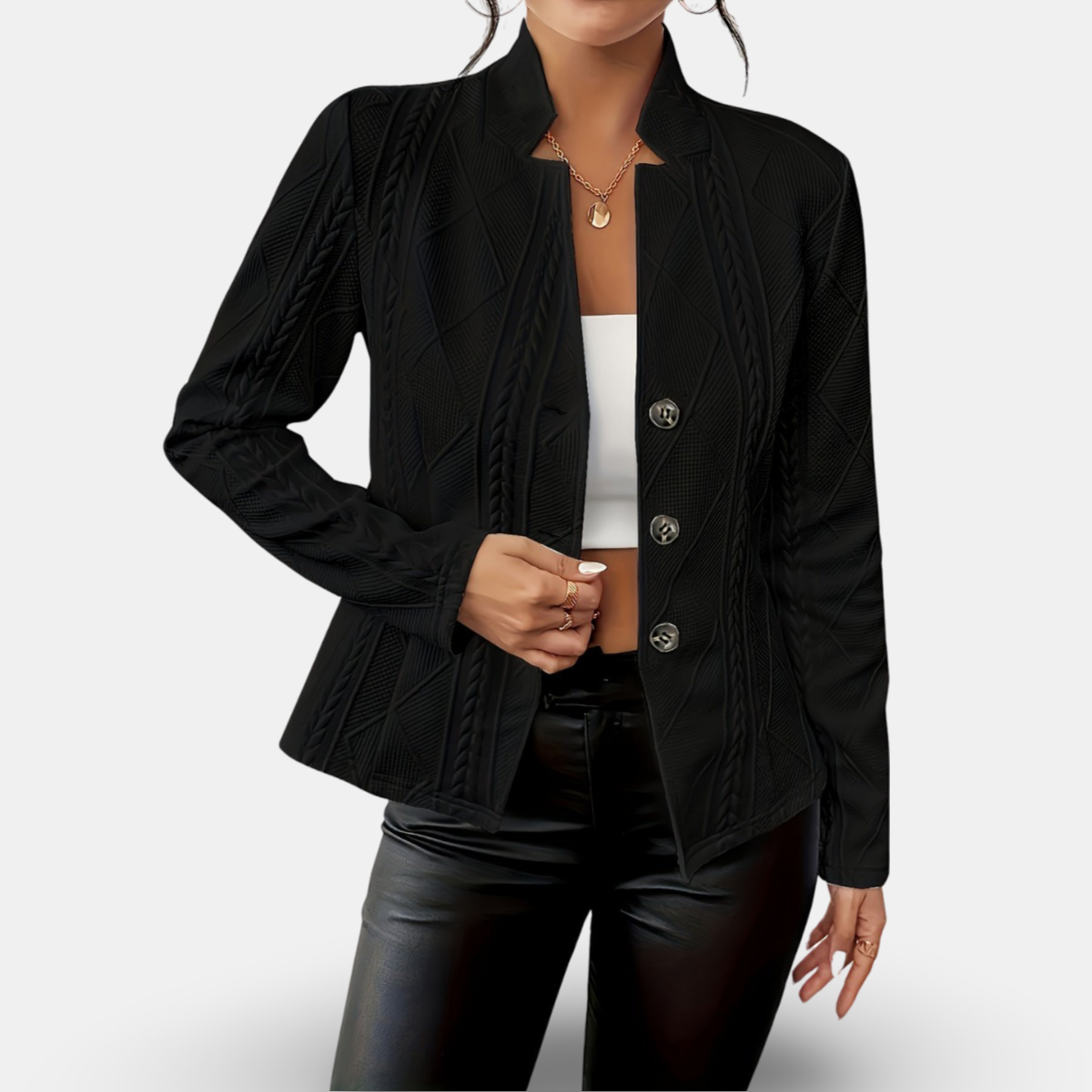 Damen - Strukturierter geometrischer Blazer - Eleganter Stil für jeden Anlass - Modischer Begleiter