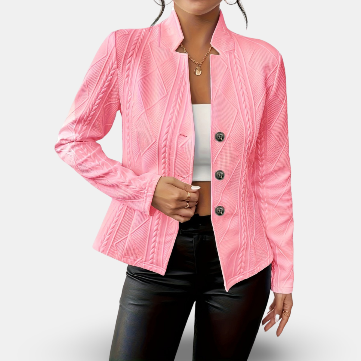 Damen - Strukturierter geometrischer Blazer - Eleganter Stil für jeden Anlass - Modischer Begleiter
