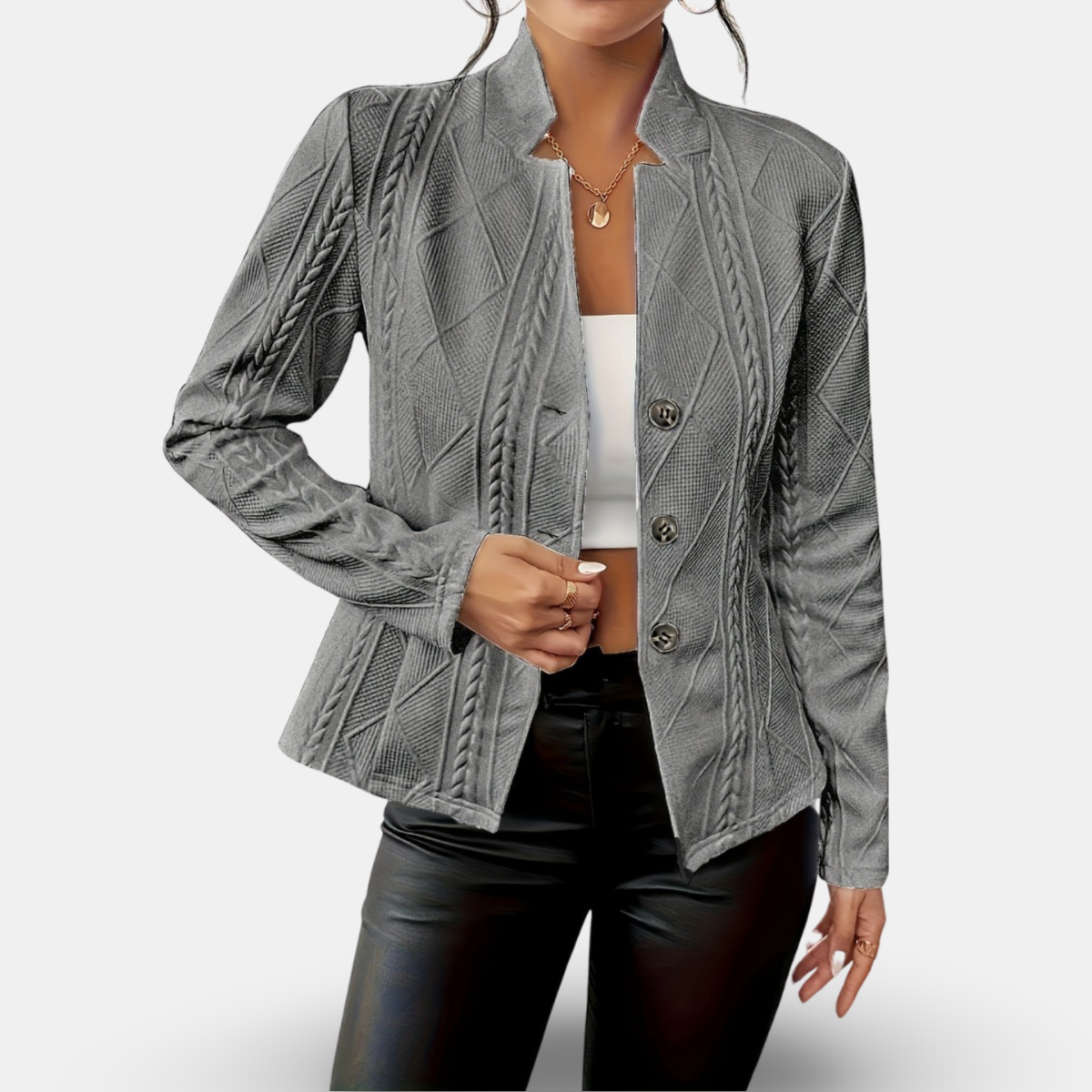 Damen - Strukturierter geometrischer Blazer - Eleganter Stil für jeden Anlass - Modischer Begleiter
