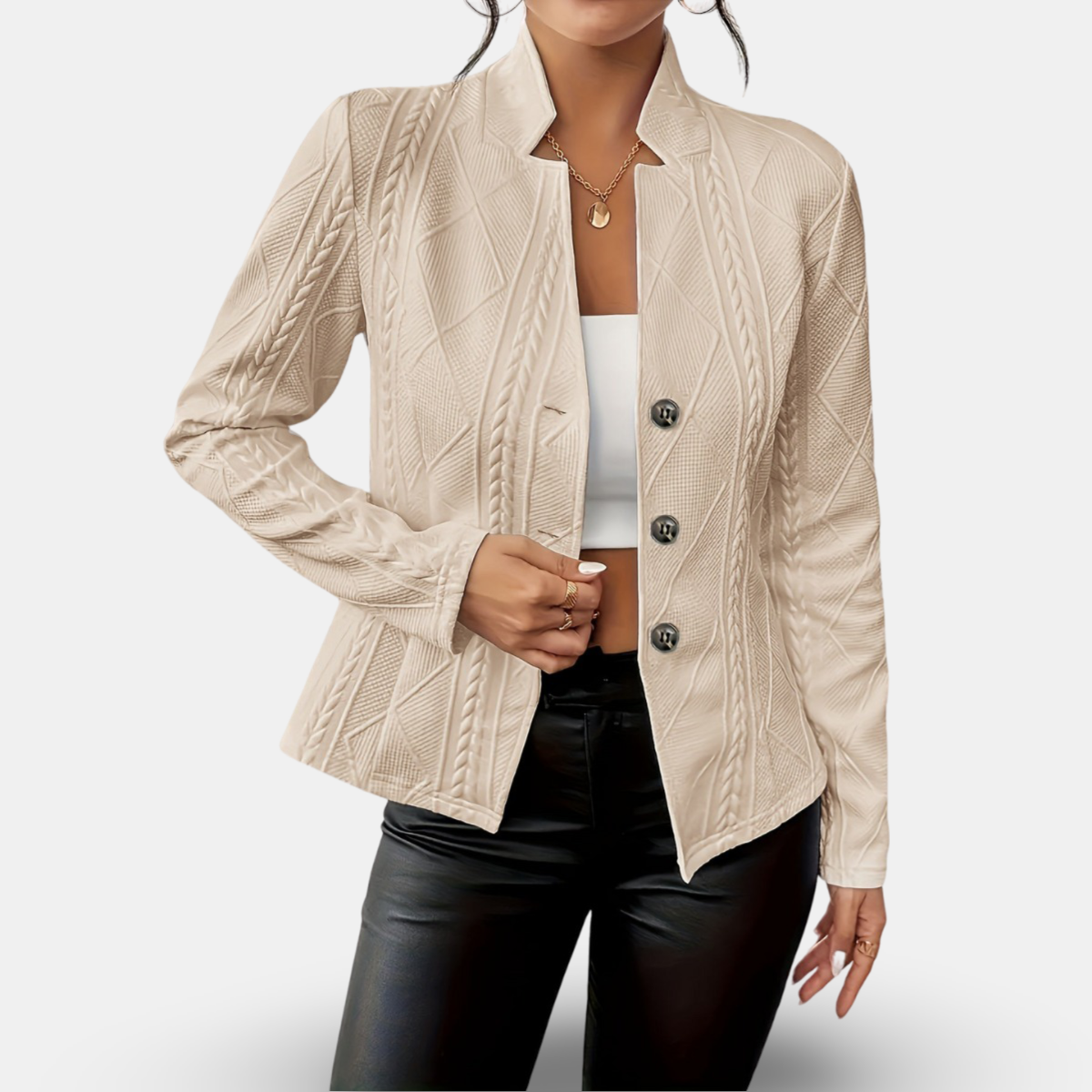 Damen - Strukturierter geometrischer Blazer - Eleganter Stil für jeden Anlass - Modischer Begleiter