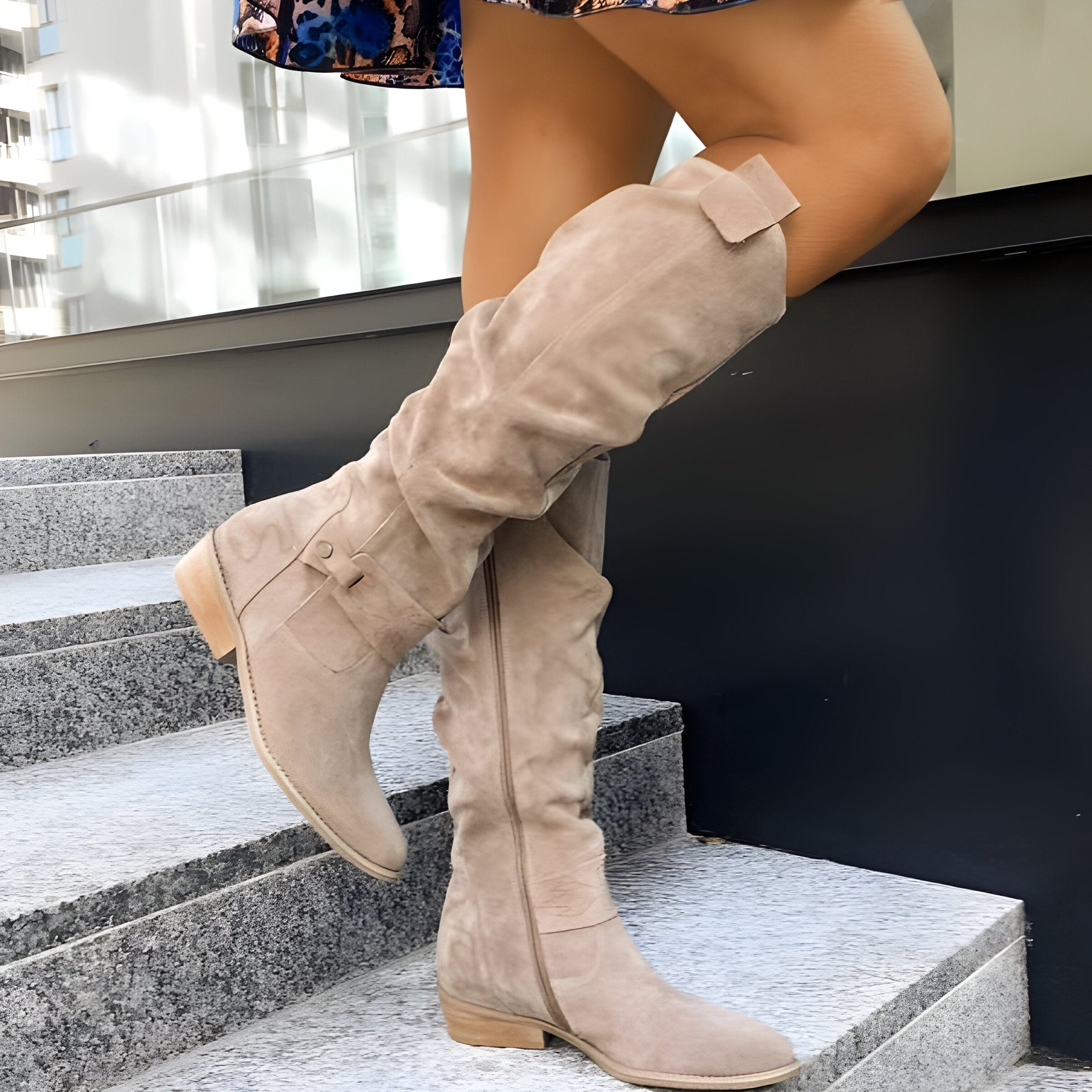 Damen - Kniehohe Stiefel - Weiches Leder - Bequeme Passform Stylische Schuhe