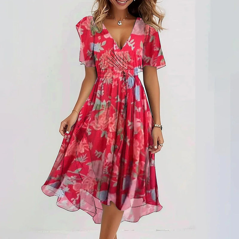 Damen - Elegantes Sommerkleid - Leichter, Atmungsaktiver Chiffon Stoff - Ideal für Warme Tage