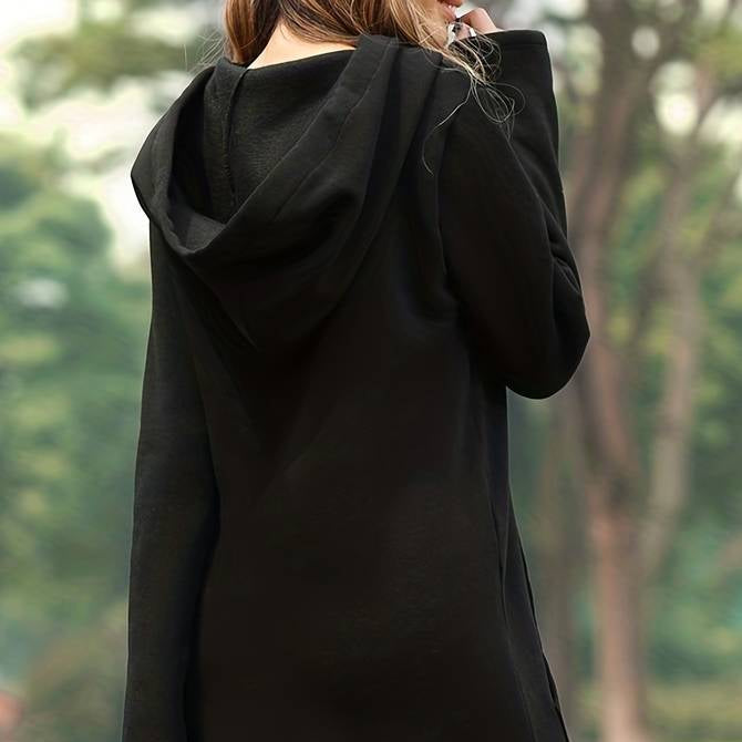 Damen - Langer Kapuzenpullover - Weiches Material - Stilvolles Design - Bequem und modisch
