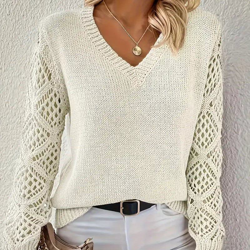 Damen - Strickpullover - V-Ausschnitt - Weiches Acryl-Mischgewebe - Bequem und Stilvoll