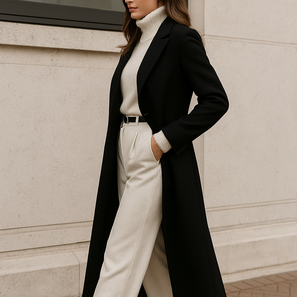 Damen - Langer Mantel - Hochwertige Wintermode - Klassischen Design - Eleganz und Stil für kalte Tage