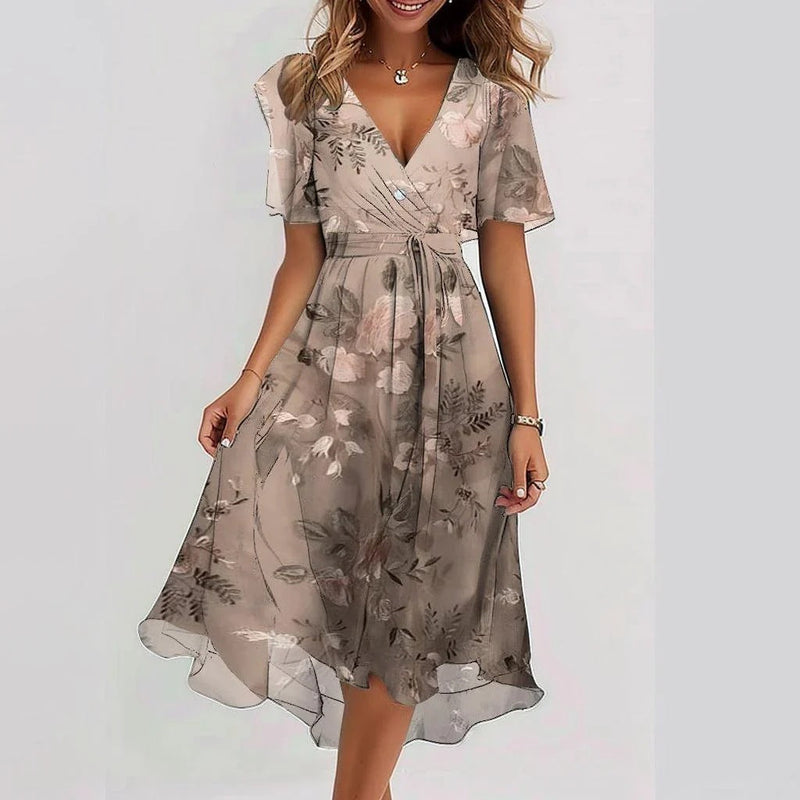 Damen - Elegantes Sommerkleid - Leichter, Atmungsaktiver Chiffon Stoff - Ideal für Warme Tage