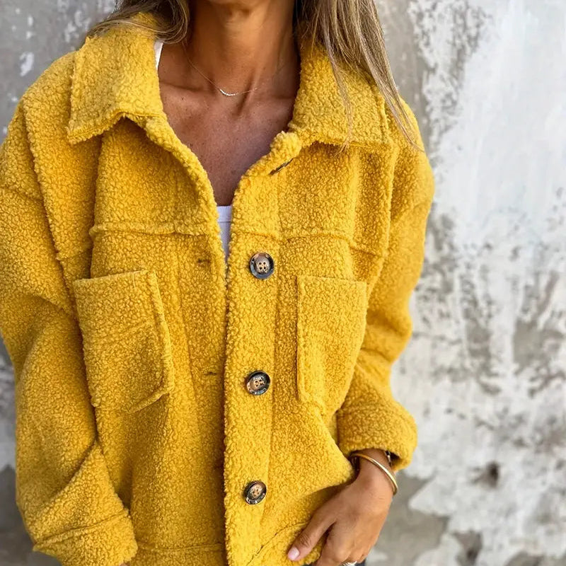 Damen - Langärmliger Teddy Mantel - Kuscheliger Winter Style - Bequemer und warmer Wintermantel