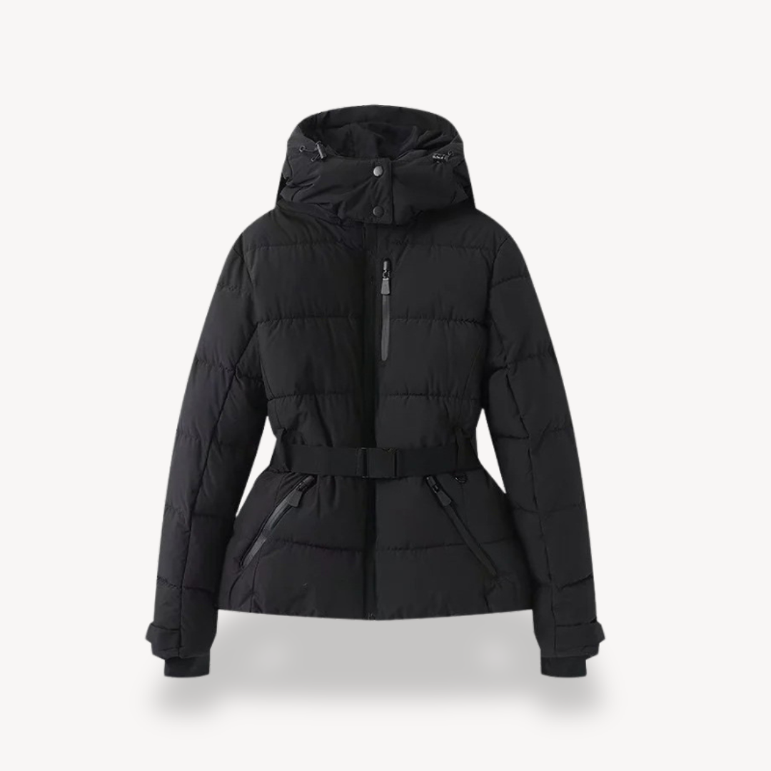 Damen - Kapuzen Pufferjacke mit Gürtel - Gemütlicher Stil für kalte Tage - Warm und Trendy
