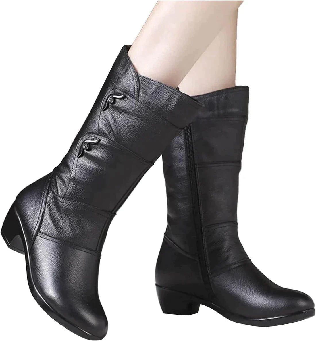 Damen - Winterstiefel - Warm & Gemütlich - Rutschfeste Sohle - Schwarze Stiefel für kalte Tage