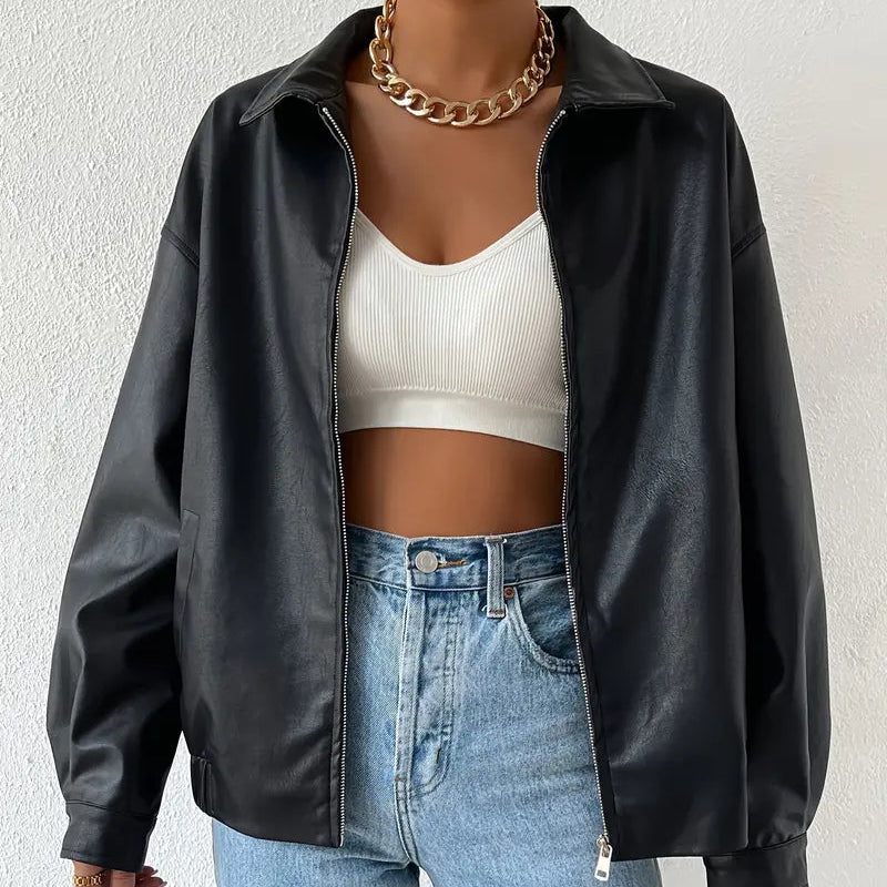 Damen - Jacke - Kunstleder - Stylisch & Vielseitig - Perfekte Mode für jeden Anlass