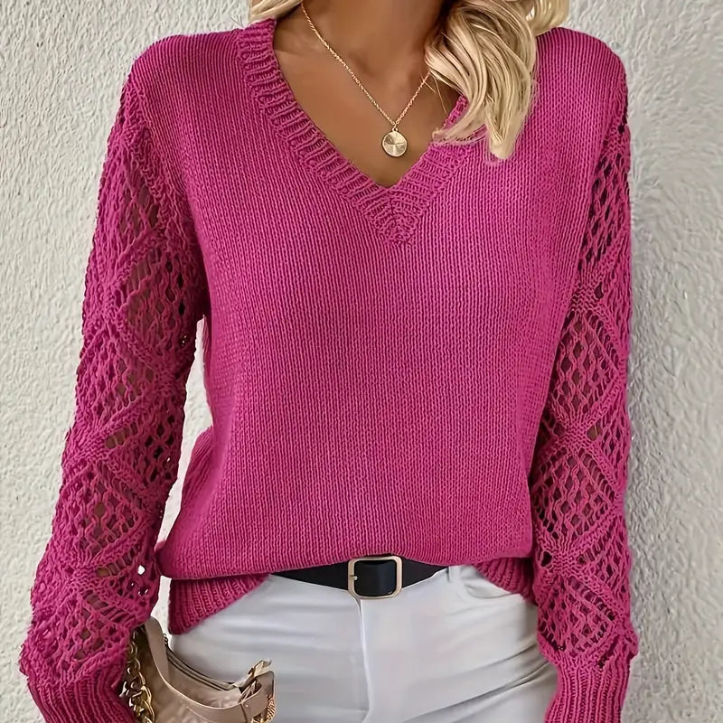 Damen - Strickpullover - V-Ausschnitt - Weiches Acryl-Mischgewebe - Bequem und Stilvoll