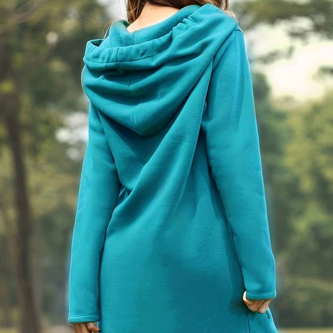 Damen - Langer Kapuzenpullover - Weiches Material - Stilvolles Design - Bequem und modisch