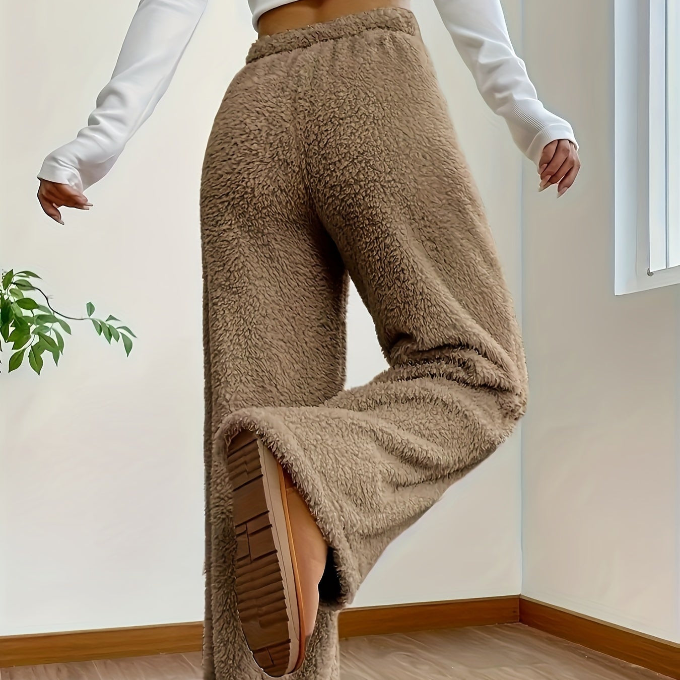 Damen - Teddy Sherpa Hose - Weich und Gemütlich - Kuscheliger Stil für Entspannung