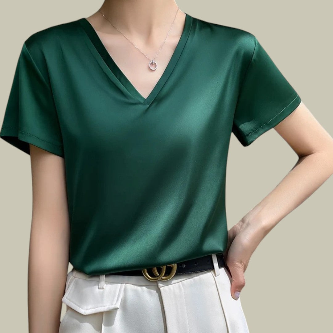 Damen - Elegantes Seiden-T-Shirt - Seidenstoff - Luxuriöse Weichheit & zeitloser Stil - Hochwertige Damenmode