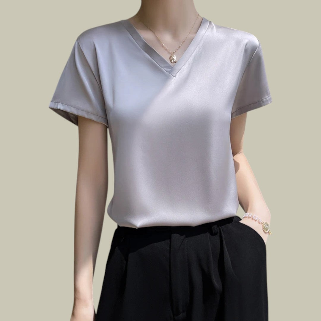 Damen - Elegantes Seiden-T-Shirt - Seidenstoff - Luxuriöse Weichheit & zeitloser Stil - Hochwertige Damenmode