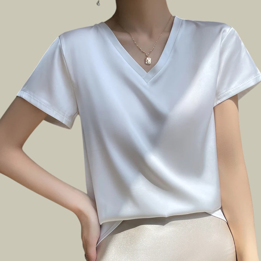 Damen - Elegantes Seiden-T-Shirt - Seidenstoff - Luxuriöse Weichheit & zeitloser Stil - Hochwertige Damenmode