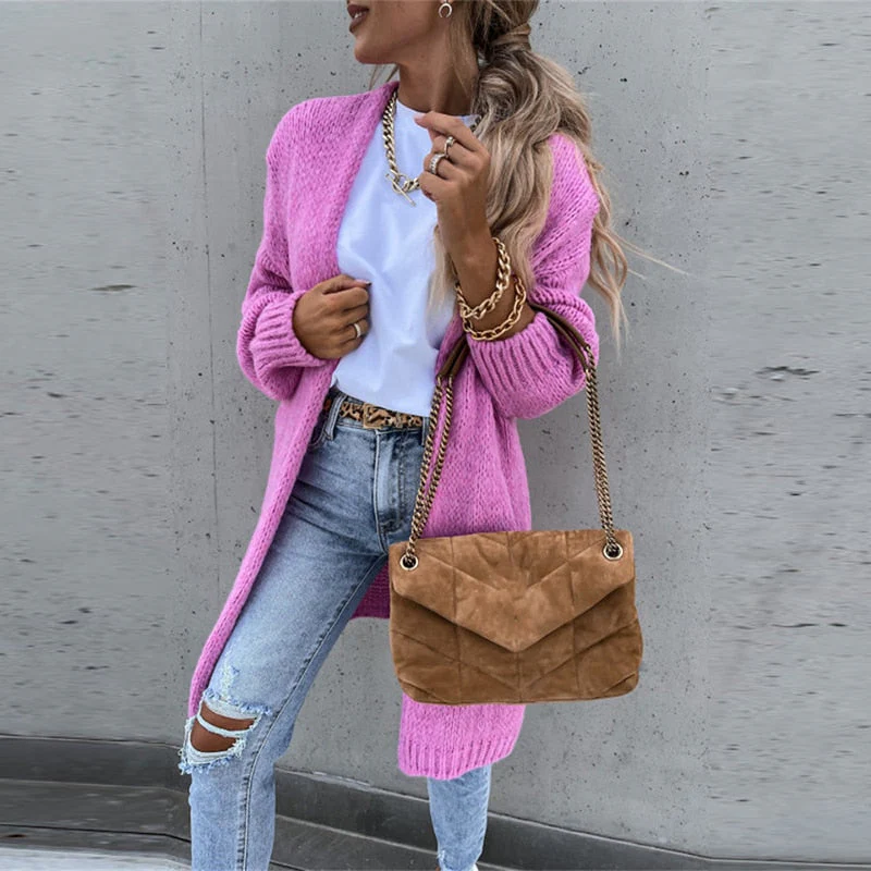 Damen - Strickjacke mit offener Vorderseite - Wollmischung - Stilvolle Eleganz - Ideal für jede Jahreszeit