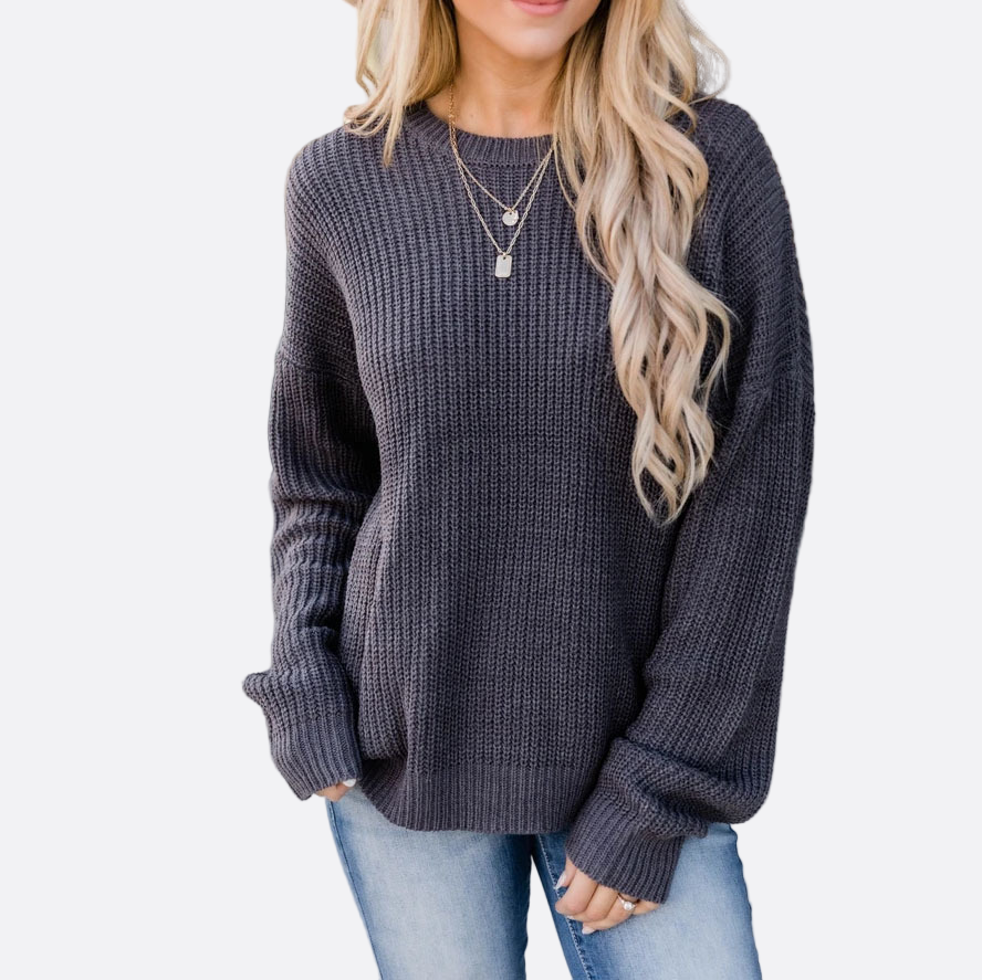 Damen - Pullover mit Rippenstrick - Acrylfasermischung - Lockere Passform - Vielseitiger Stil für jede Gelegenheit