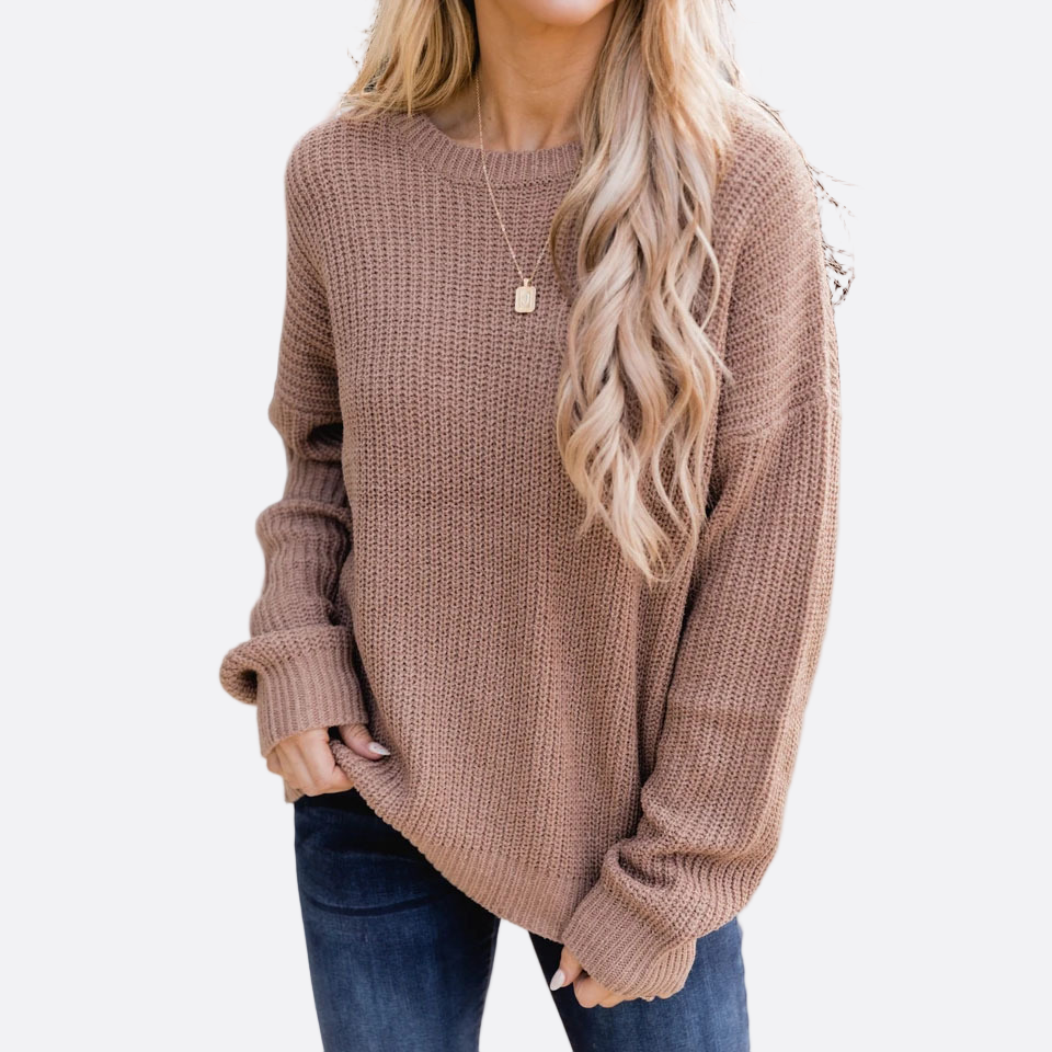 Damen - Pullover mit Rippenstrick - Acrylfasermischung - Lockere Passform - Vielseitiger Stil für jede Gelegenheit