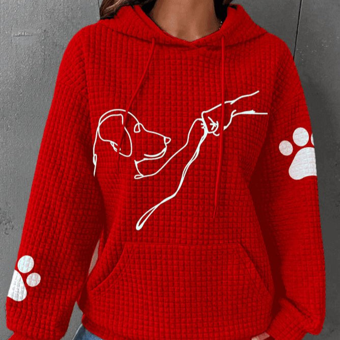 Damen - Kuscheliger Kapuzenpulli - Flauschiger Stoff - Süßem Hundeaufdruck - Bequemer und stylischer Hoodie