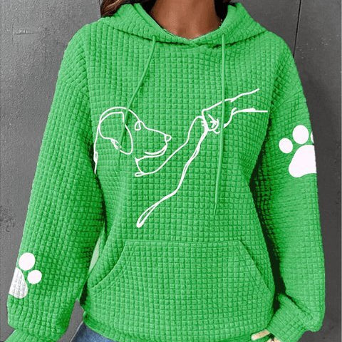Damen - Kuscheliger Kapuzenpulli - Flauschiger Stoff - Süßem Hundeaufdruck - Bequemer und stylischer Hoodie