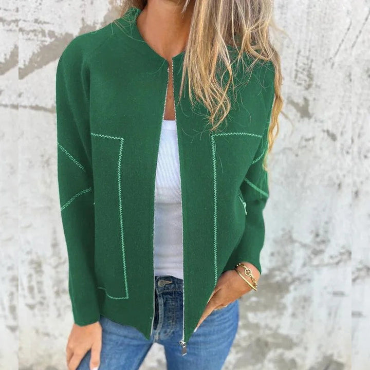 Damen - Stylische Jacke mit Reißverschluss - Komfortabler Stoff - Modischer Begleiter für jede Gelegenheit