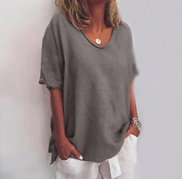 Damen - Lockere Bluse - Weicher Stoff - Bequemen Alltagsstil - Ideal für Jeden Tag