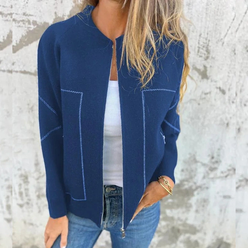Damen - Stylische Jacke mit Reißverschluss - Komfortabler Stoff - Modischer Begleiter für jede Gelegenheit