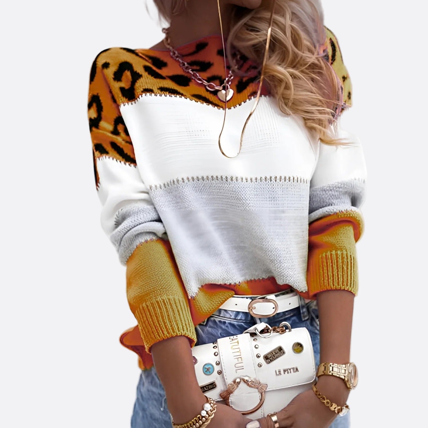 Damen - Strickpullover - Entspannter Passform - Tierprint - Bequemer und stylischer Pullover für jeden Anlass