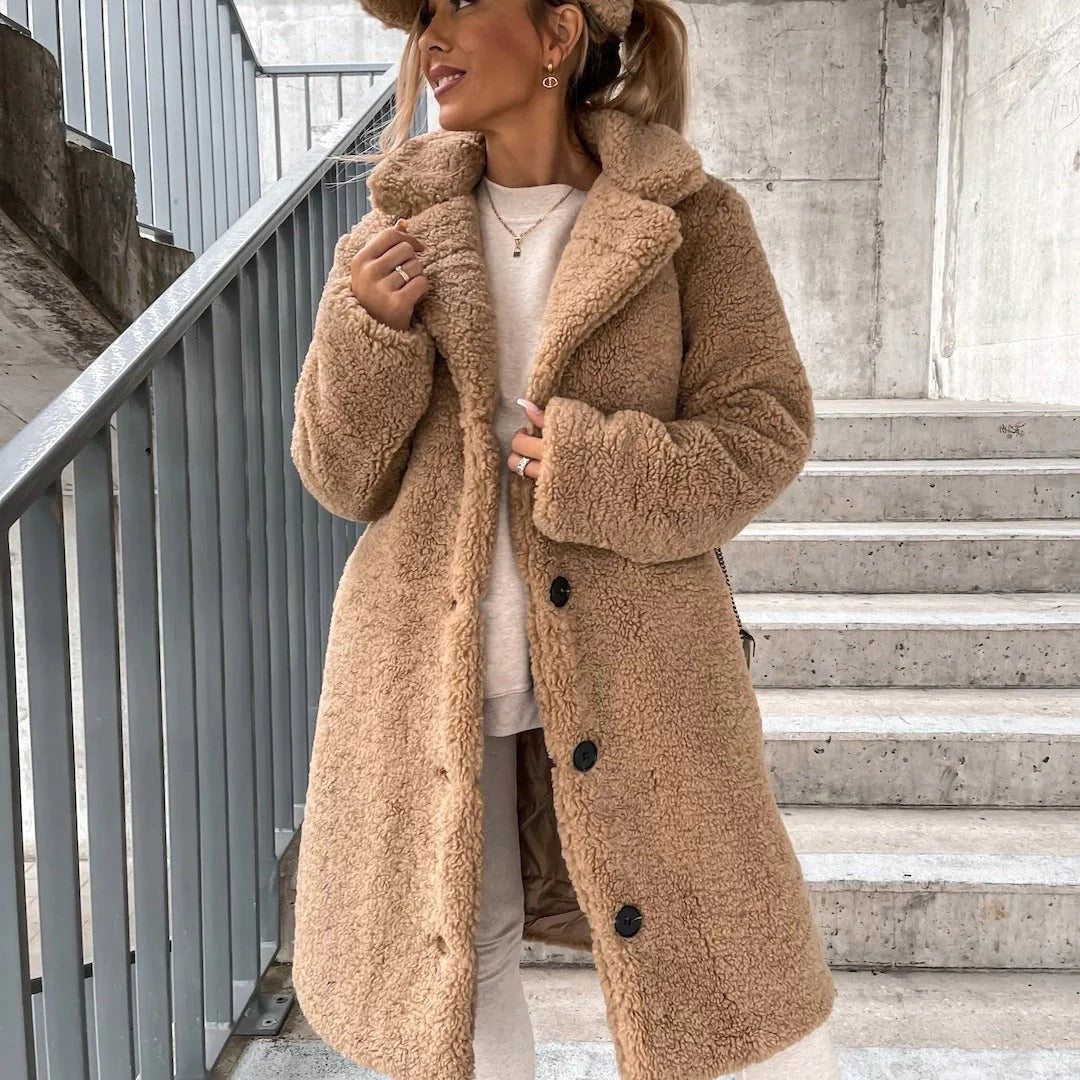 Damen - Übergroßer Teddy Mantel - Kunst-Shearling - Kuscheliger Winter Style für kalte Tage