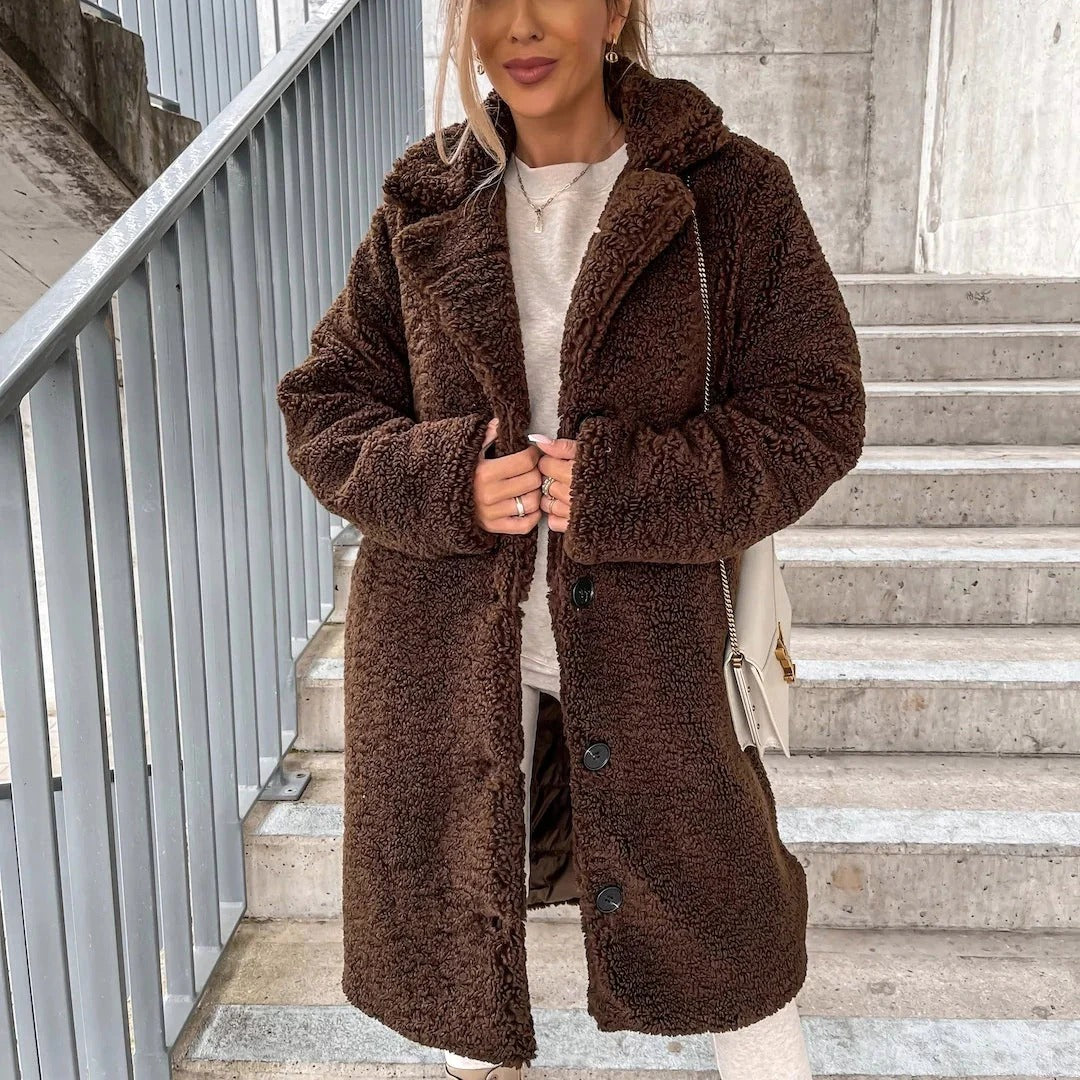 Damen - Übergroßer Teddy Mantel - Kunst-Shearling - Kuscheliger Winter Style für kalte Tage