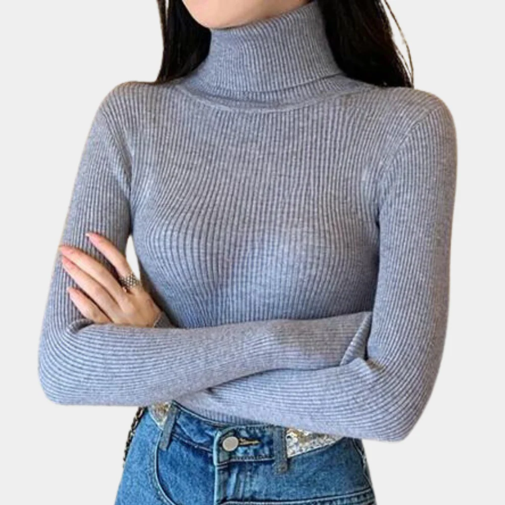 Damen - Rollkragenpullover - Gerippter - Bequemer Strickpullover für jede Gelegenheit