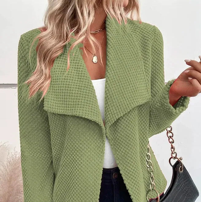 Damen - Strukturierte Strickblazer Jacke - Entspannte Passform - Bequeme und stilvolle Oberbekleidung für jeden Anlass