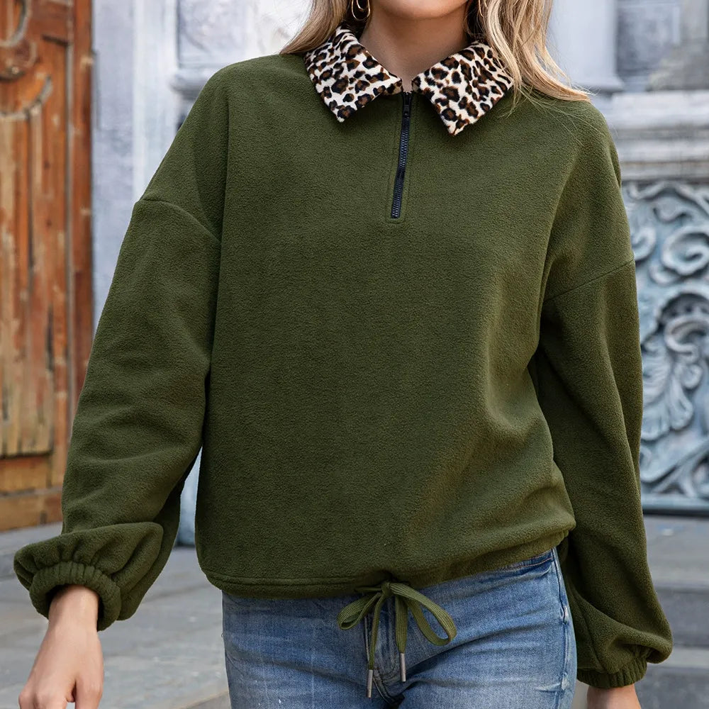 Damen - Fleece Pullover Sweatshirt - Kunstfellkragen - Bequemer und stilvoller Winterbegleiter