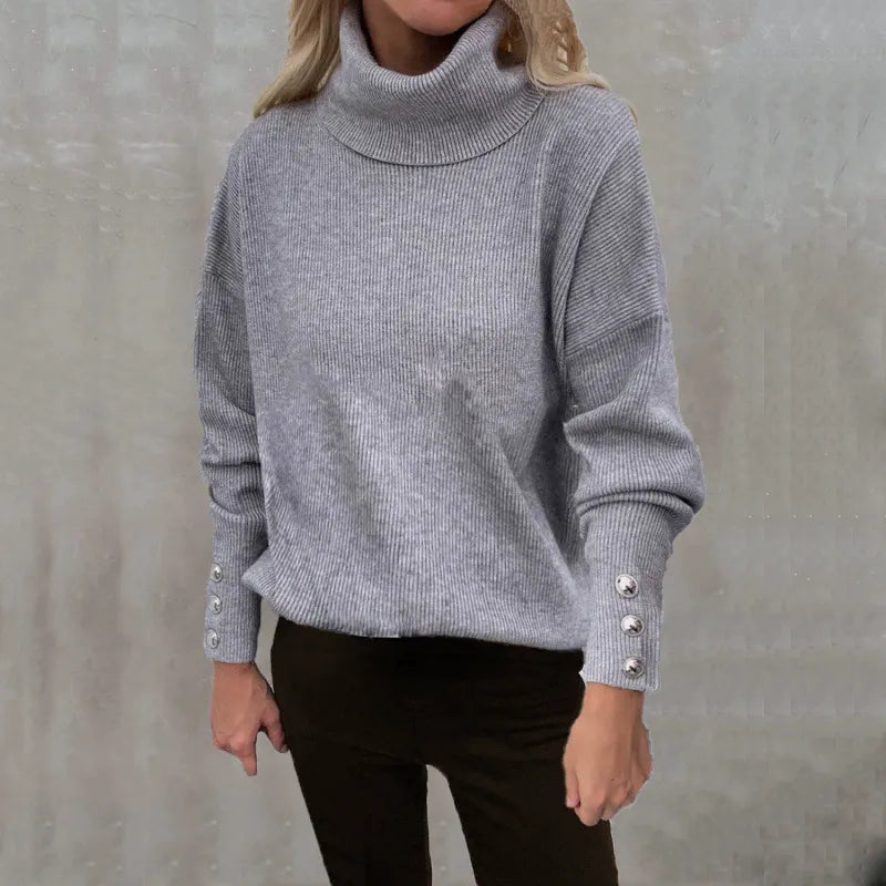 Damen - Gerippter Rollkragenpullover - Rippenstrick - Übergröße - Moderner Stil für Komfort und Eleganz