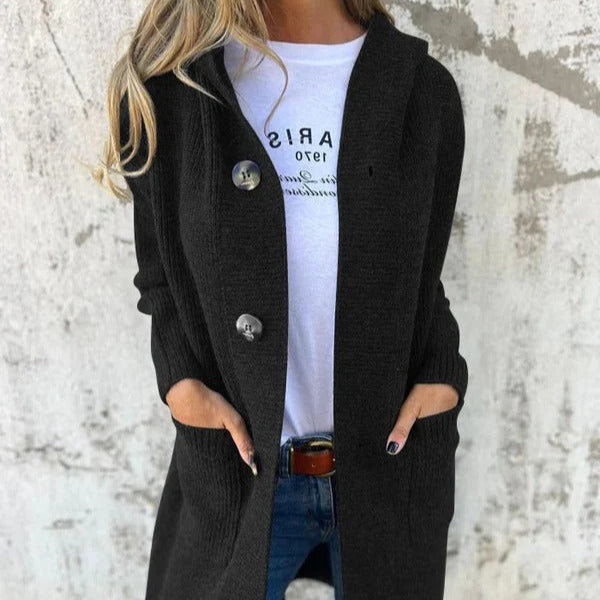 Damen - Lange Strickjacke - Wolle - Entspannte Passform für ultimativen Komfort und Stil