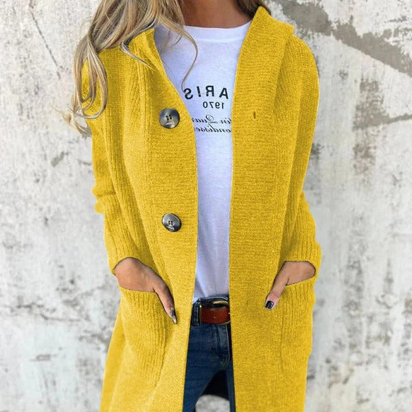 Damen - Lange Strickjacke - Wolle - Entspannte Passform für ultimativen Komfort und Stil