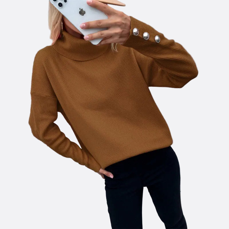 Damen - Gerippter Rollkragenpullover - Rippenstrick - Übergröße - Moderner Stil für Komfort und Eleganz