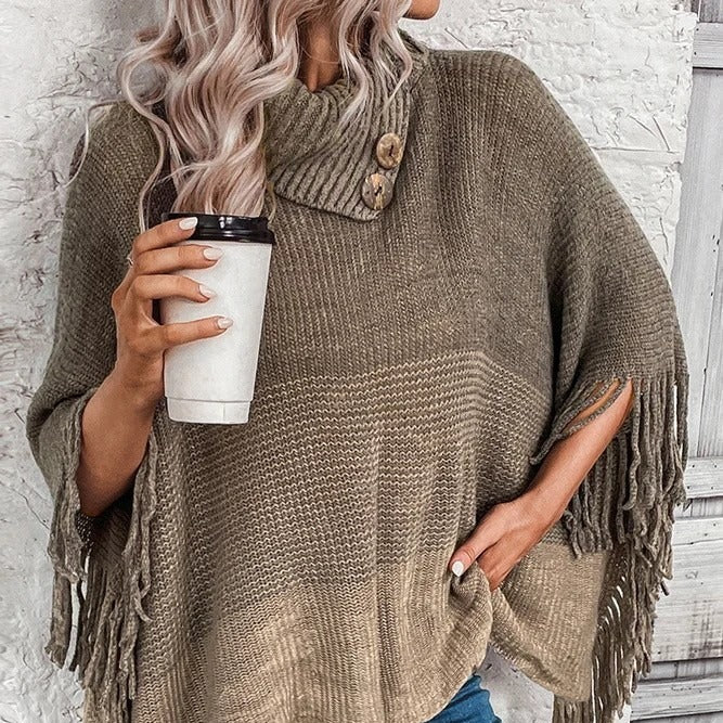 Damen - Übergroßes Stricktop - Weichem Material - Moderner Rollkragenpullover - Stylisches Outfit