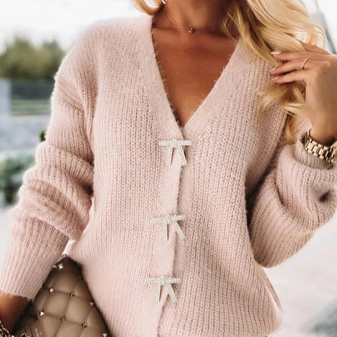 Damen - Strick-Top mit V-Ausschnitt - Wolle - Lockere Passform - Ideal für Freizeitlooks