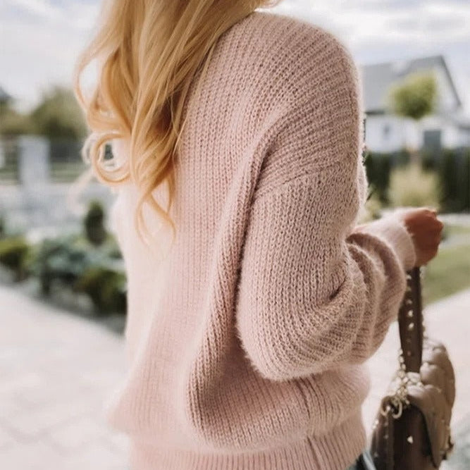 Damen - Strick-Top mit V-Ausschnitt - Wolle - Lockere Passform - Ideal für Freizeitlooks