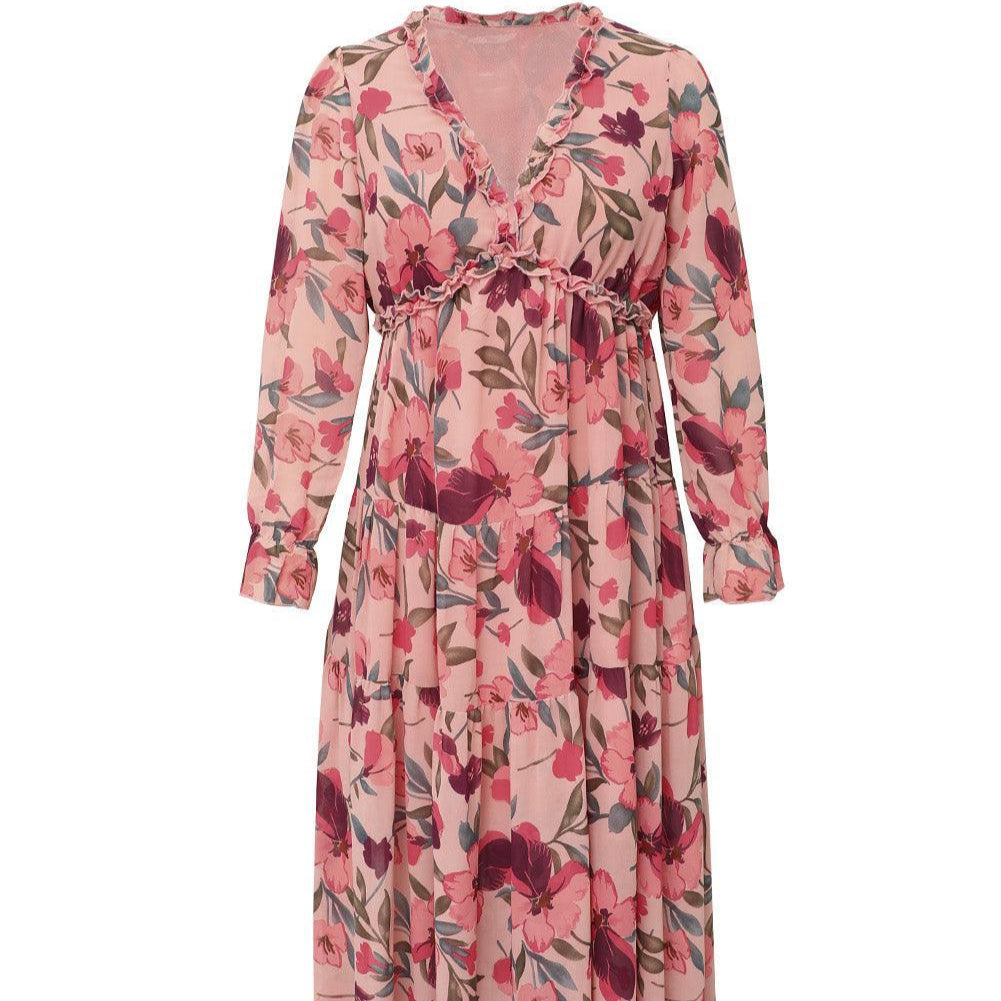 Damen - Maxikleid mit Rüschen - Hochwertiger Stoff - Mehrlagiger Stil für Jedes Event - Perfekte Wahl für jeden Anlass