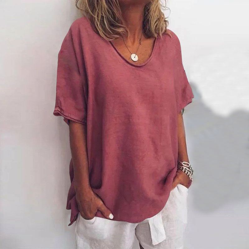 Damen - Lockere Bluse - Weicher Stoff - Bequemen Alltagsstil - Ideal für Jeden Tag