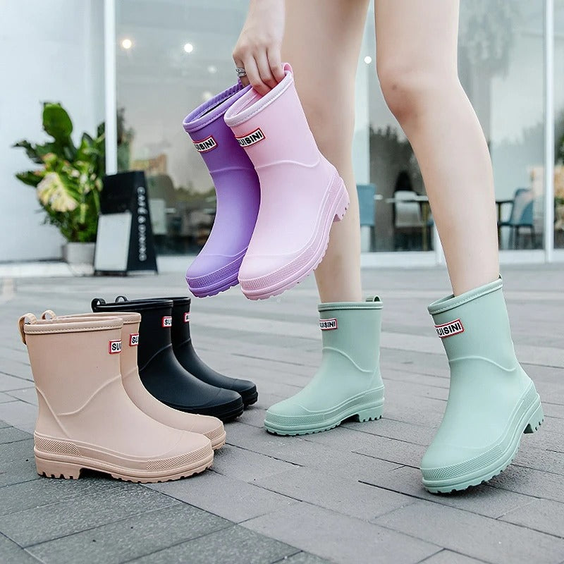Damen - Wasserdichte Halbhohen Regenstiefel - Rutschfeste Sohle - Optimalen Halt - Perfekt für nasse Tage