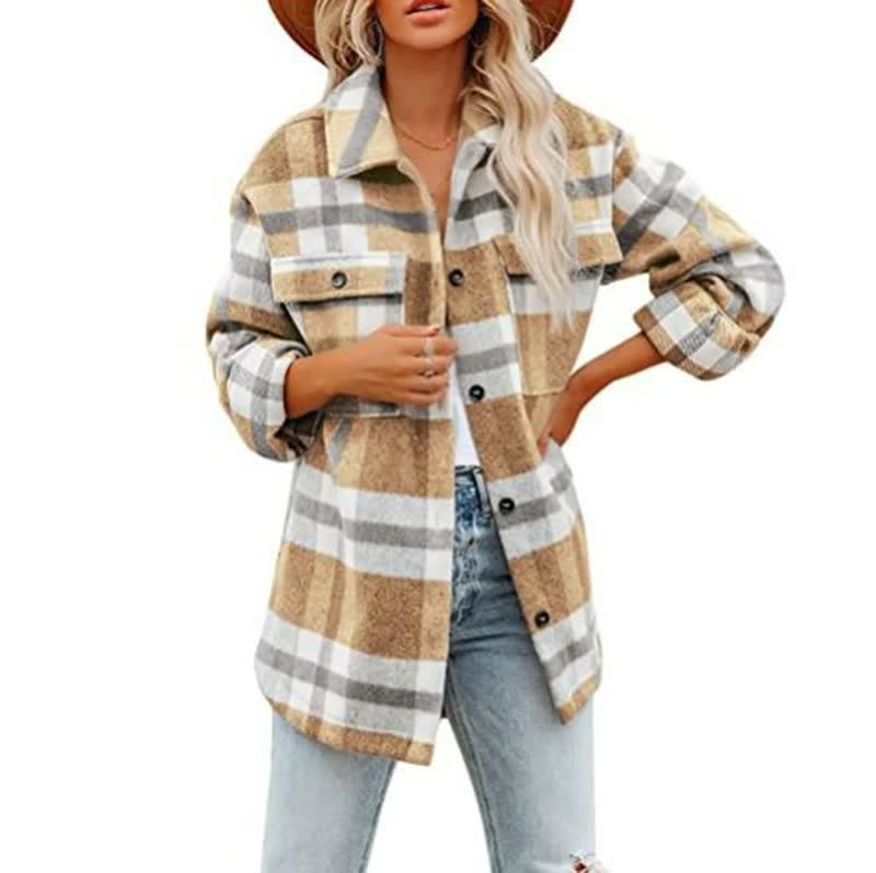 Damen - Karierte Bluse - Baumwollmischung - Stilvolle Mode für jeden Anlass
