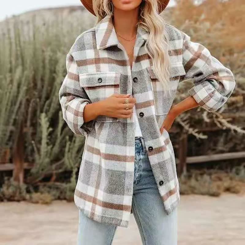 Damen - Karierte Bluse - Baumwollmischung - Stilvolle Mode für jeden Anlass