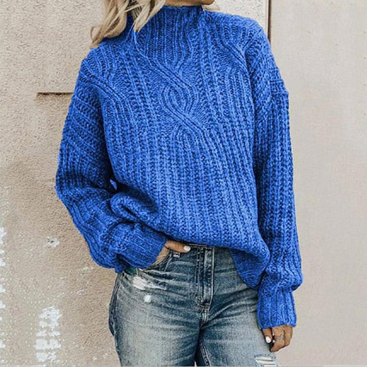 Damen - Zopfmuster Winterpullover - Weicher Stoff - Gemütlicher Stil - Perfekt für kalte Tage