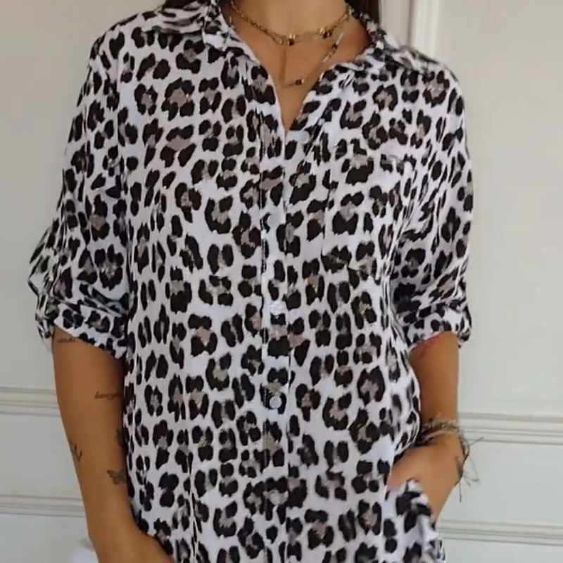 Damen - Stylische Bluse mit Leopardenmuster - Atmungsaktivem Stoff - Leicht & Trendy - Mode Top für jeden Anlass